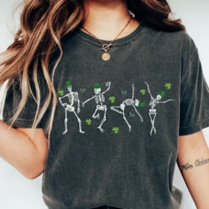 Dancing Skeletons St. Patrick'S Day Shirt, Funny Skeleton Tee